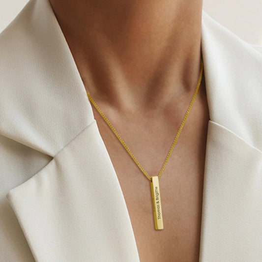 3D Engraved Bar Necklace in Multi Colours