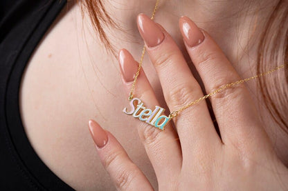 New Arrival Multi-Color Name Necklace with Gold Plated Outline