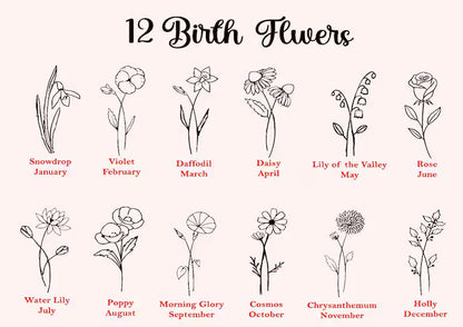 Personalized Birth Flower Name Necklace