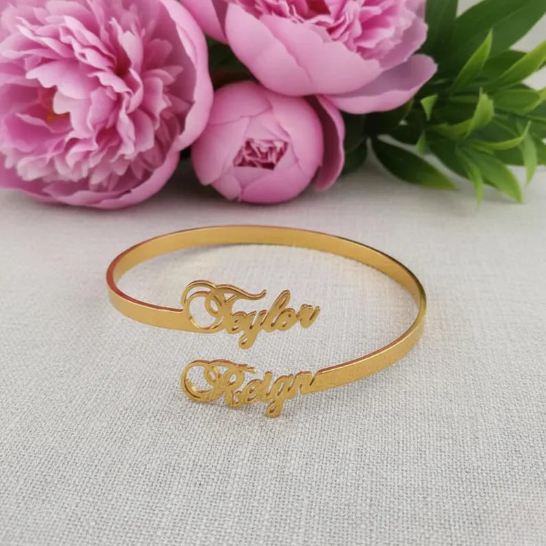 Personalized Romantic Couple Identity Bracelet Gold