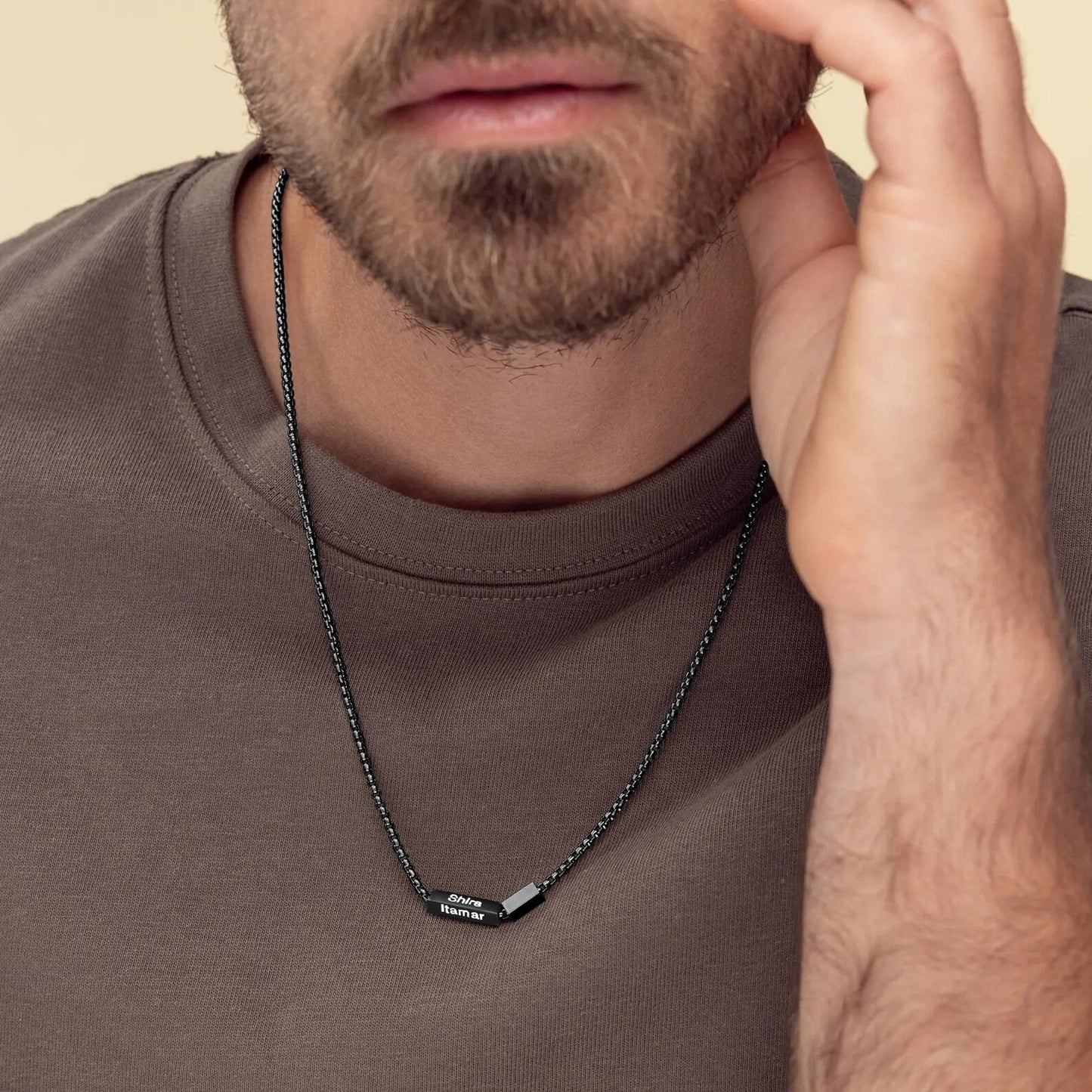 Personalized 4-Sided Bar Necklace for Men